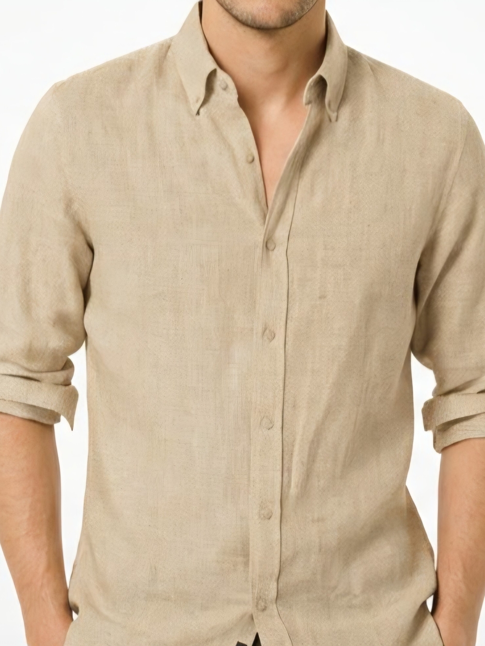 Michael Kors Men's Linen Slim Fit Button-Down Shirt in Sand